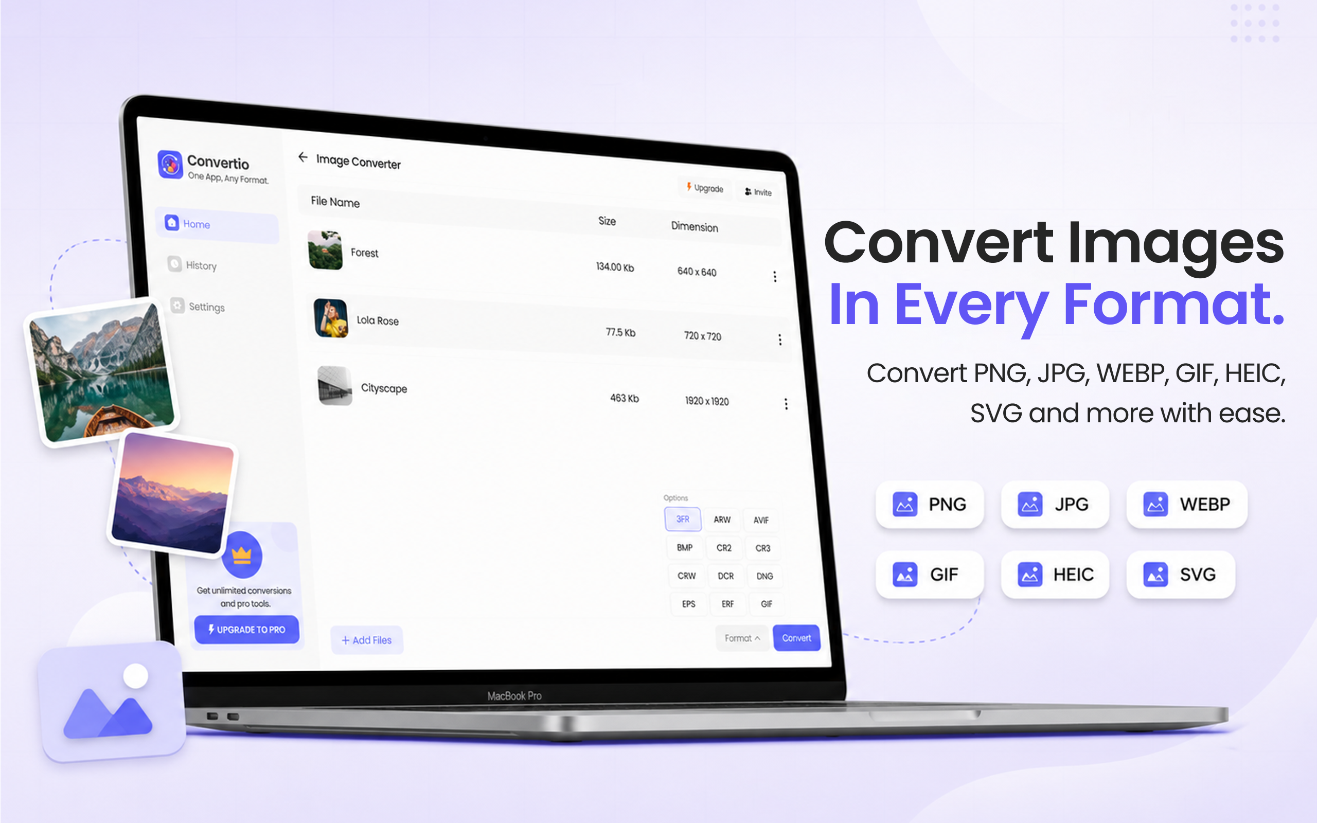 Image converter HEIC, PNG, WebP and more